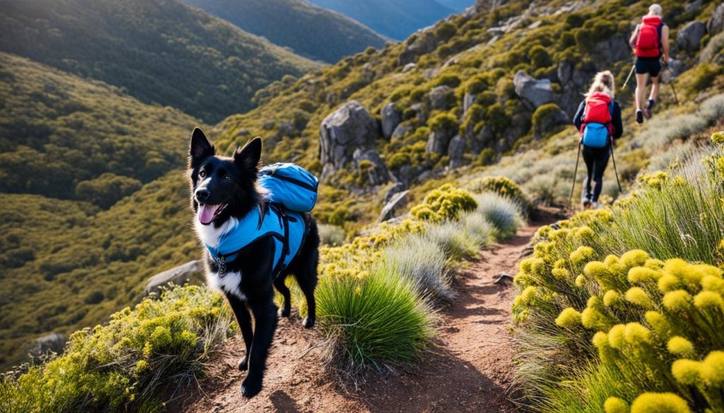 dog on a hiking trail